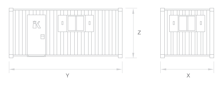 cabin and container dimensions